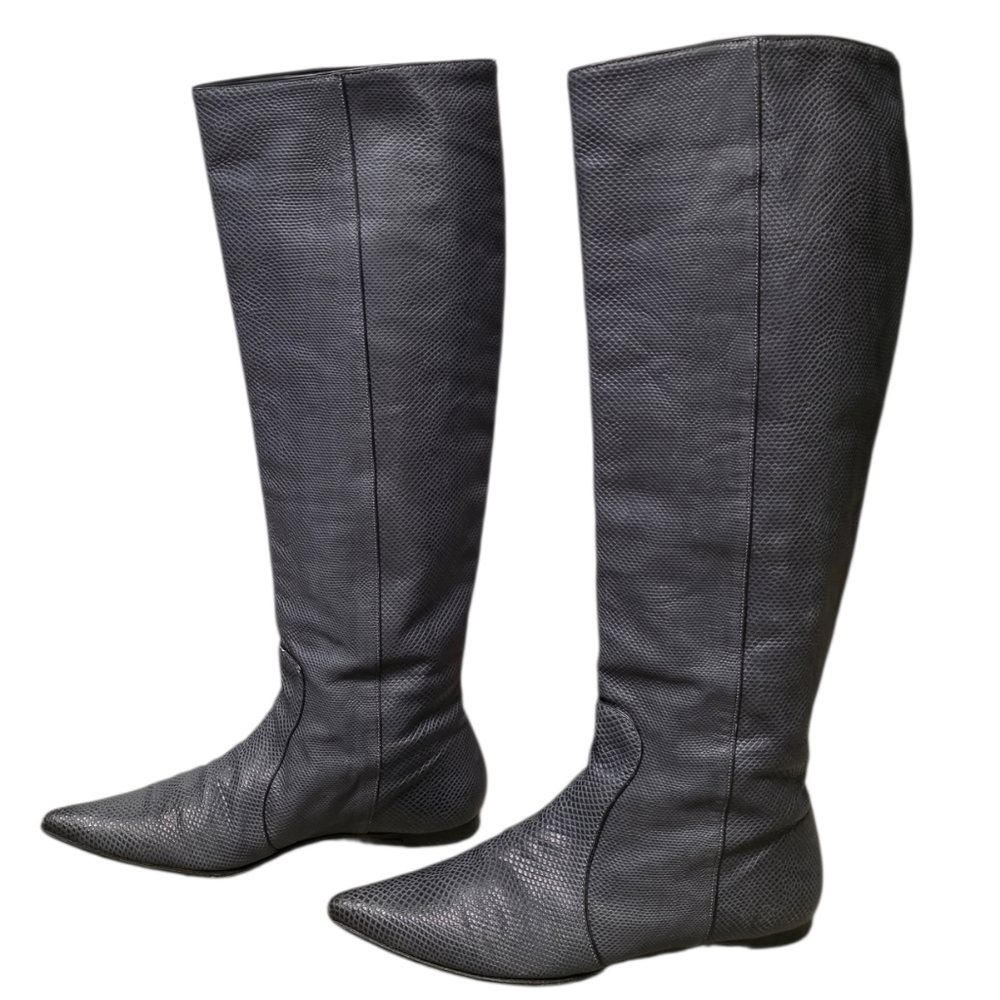 Devi Kroell Black Python Knee High Boots Genuine … - image 6